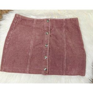 FOREVER 21 Blush Pink Mini Corduroy Button Snap Front Skirt Small S/P S